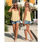 Womens Cute Tank Tops Sleeveless Spaghetti Strap Scoop Neck Loose Casual 2026 Spring Summer Beach Vacation Flowy Shirts