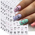 Cute Expression Nail Art Stickers Cute Black Ant Cartoon Nail Decals 6PCS 3D Self-Adhesive Black Ants Face Expression Playful Design Manicure Stickers Gel Polish Sliders for Women DIY Nail Decorations