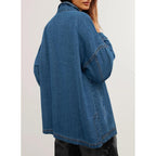Sidefeel Women'S Jean Jacket Oversized Boyfriend Button Up Long Sleeve Split Zimbaplatinum Denim Jackets