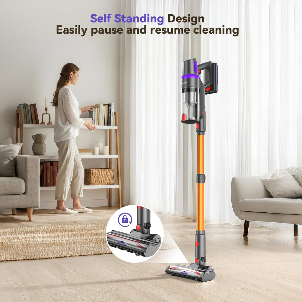 Techrise Cordless Vacuum Cleaner For Home, 550W 45Kpa For Pet Hair & Floors