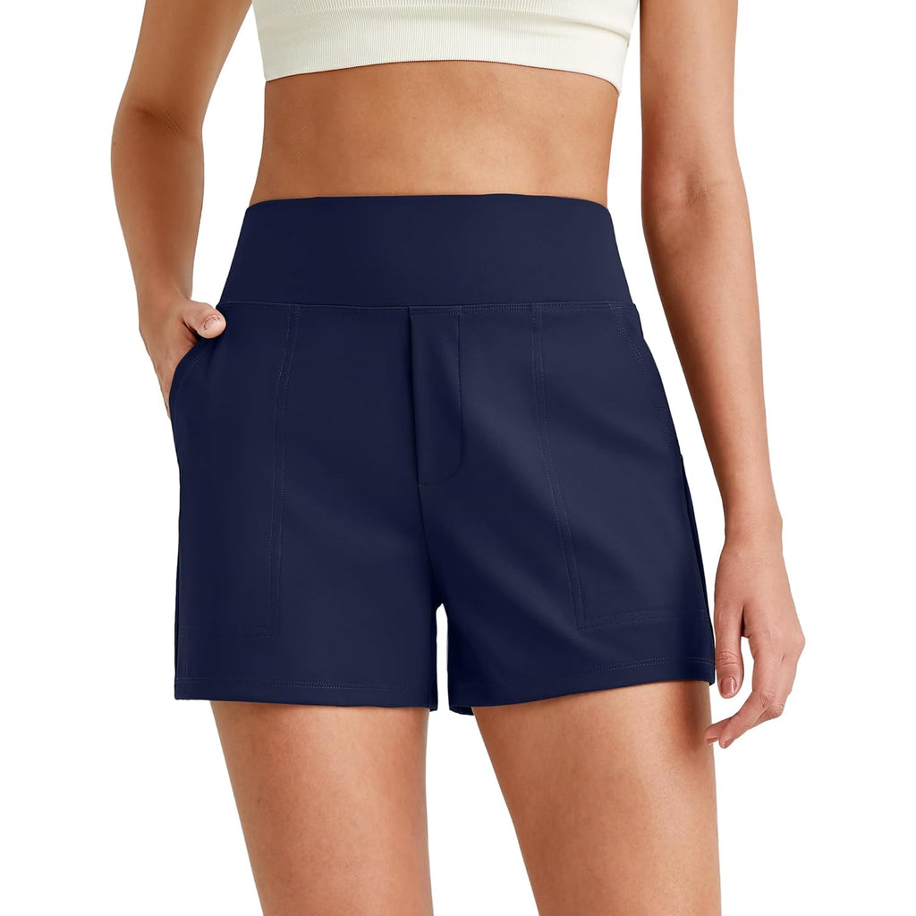 ShiftReady 3" Dress Shorts for Women High Waisted Trouser Shorts Tailored Trendy Casual Ladies Short with Pockets