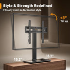 Perlegear Universal Swivel TV Stand Base for 32–70 inch TVs, Height Adjustable Table Top TV Stand Mount with Tilt, Tempered Glass Base, Holds up to 88 lbs