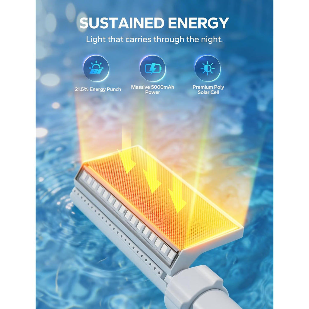 Poolhacker Solar Pool Fountain With 10-Color Led Lights, Newly Refined Streamlined Design, Auto Dusk Sensor & Timer, Remote Control, Dual-Head Adjustable Spray For Above & Inground Pools