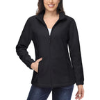 Magcomsen Women'S Fleece Jacket Zip Up Coat Lightweight Soft Warm Long Sleeve Jackets With Pockets For Winter