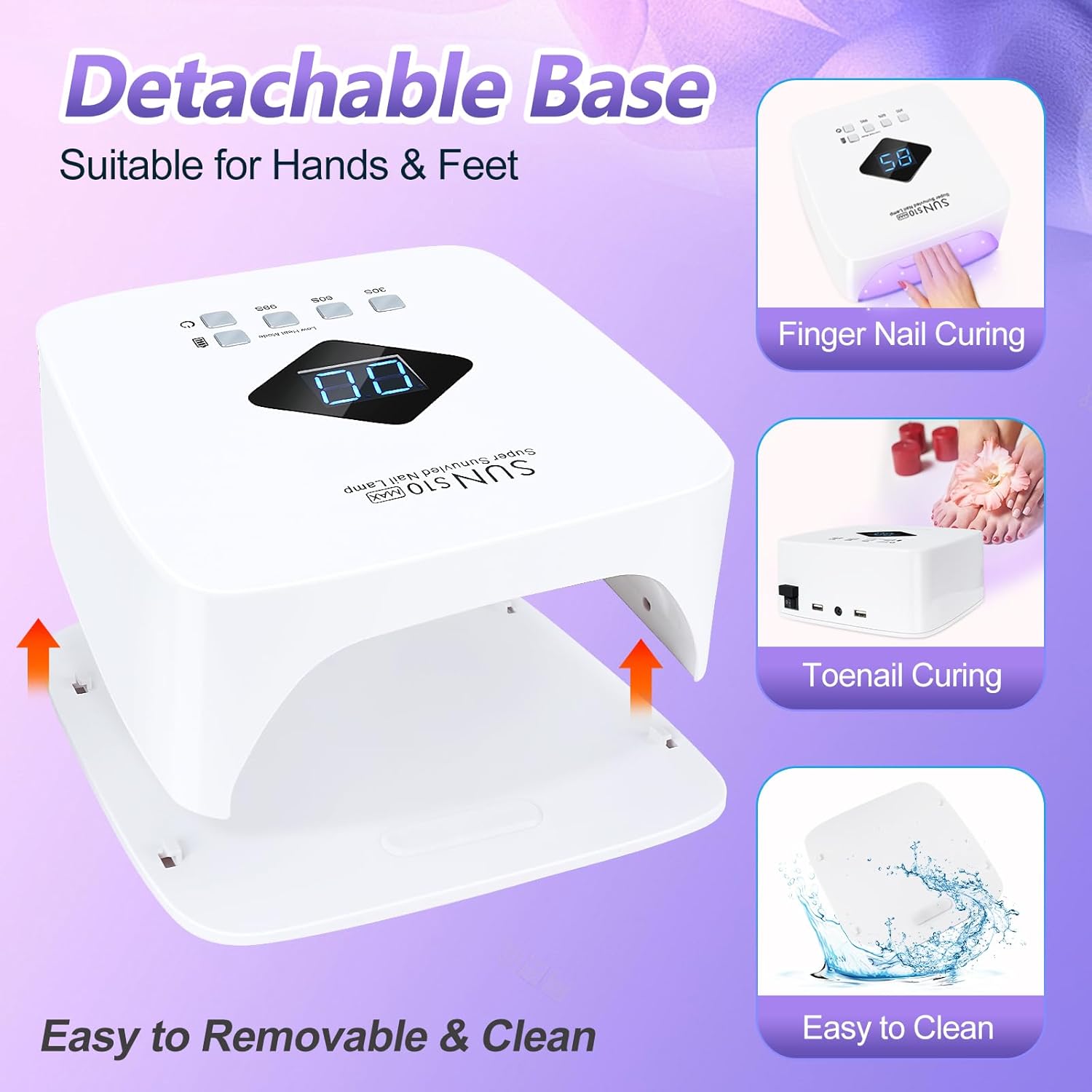 LKE Cordless Rechargeable UV Nail Lamp, 86W UV Light for Gel Nails with 3 Timer Setting Display Auto Sensor, Professional Quick Dry for Salon & Home Use