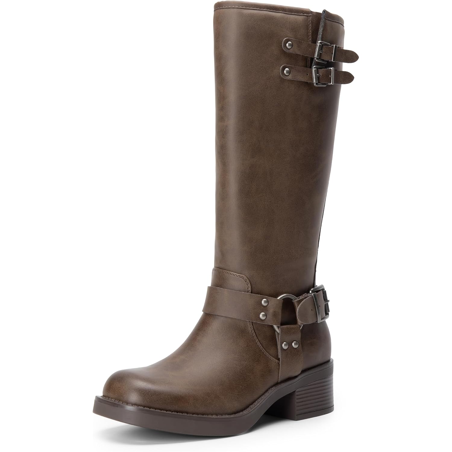 Dream Pairs Women'S Knee High Boots Combat Boots Goth Boot Lace Up Adjustable Buckles Chunky Low Heel Fall Booties With Side Zipper To Put On And Off