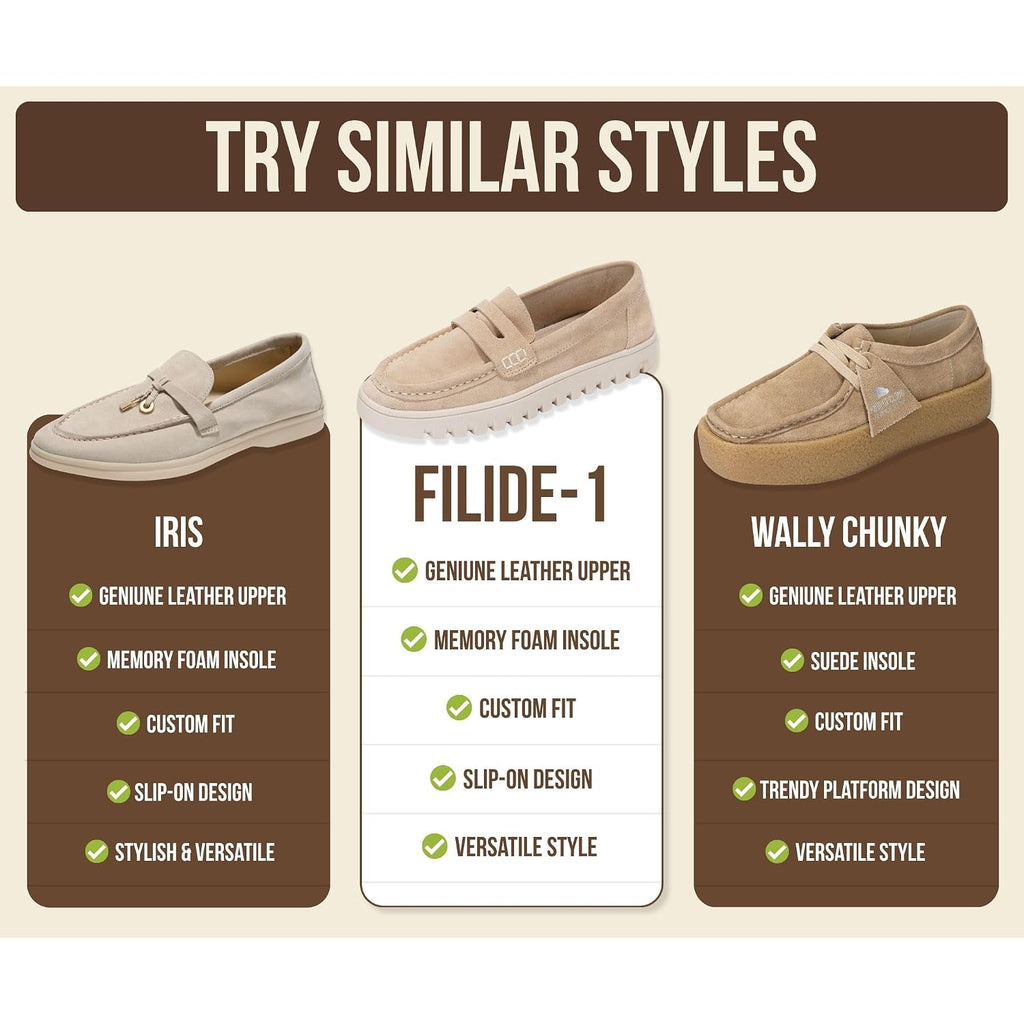 Project Cloud 100% Genuine Leather Loafers For Women – Memory Foam Insoles Slip On Shoes For Women – Lightweight Womens Shoes – Non Slip Womens Loafers (Filide1)
