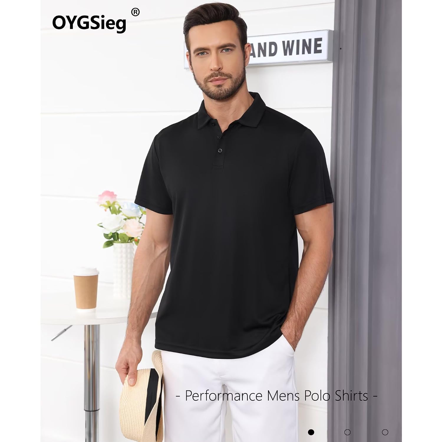 Oygsieg 5 Pack Polo Shirts For Men Quick Dry Short Sleeve T-Shirts Performance Mens Golf Shirts For Work Athletic