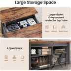 Sedeta 31.5" Lift Top Coffee Table With Storage, Square Coffee Tables For Living Room, Farmhouse Coffee Table With Large Hidden Storage Compartment And Adjustable Shelves, Black