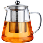 PARACITY Glass Teapot Stovetop 18.6 OZ, Borosilicate Clear Tea Kettle with Removable 18/8 Stainless Steel Infuser, Teapot Blooming and Loose Leaf Tea Maker Tea Brewer for Camping, Travel (550ML)