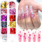 3D Heart Nail Glitter Sequins Art Stickers Decals Supplies Flakes Holographic Confetti for Acrylic Nails Designs Makeup DIY Decoration