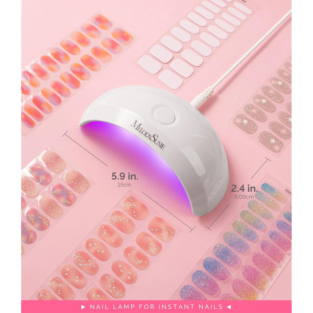 MelodySusie Pocket-Sized LED UV Nail Lamp with Ultra-Lightweight Design, P-ART04 UV Light Cures All Soft Gels at Home, Especially Instant Nails, Semi-Cured Gel, Base Coat & Top Coat (White)