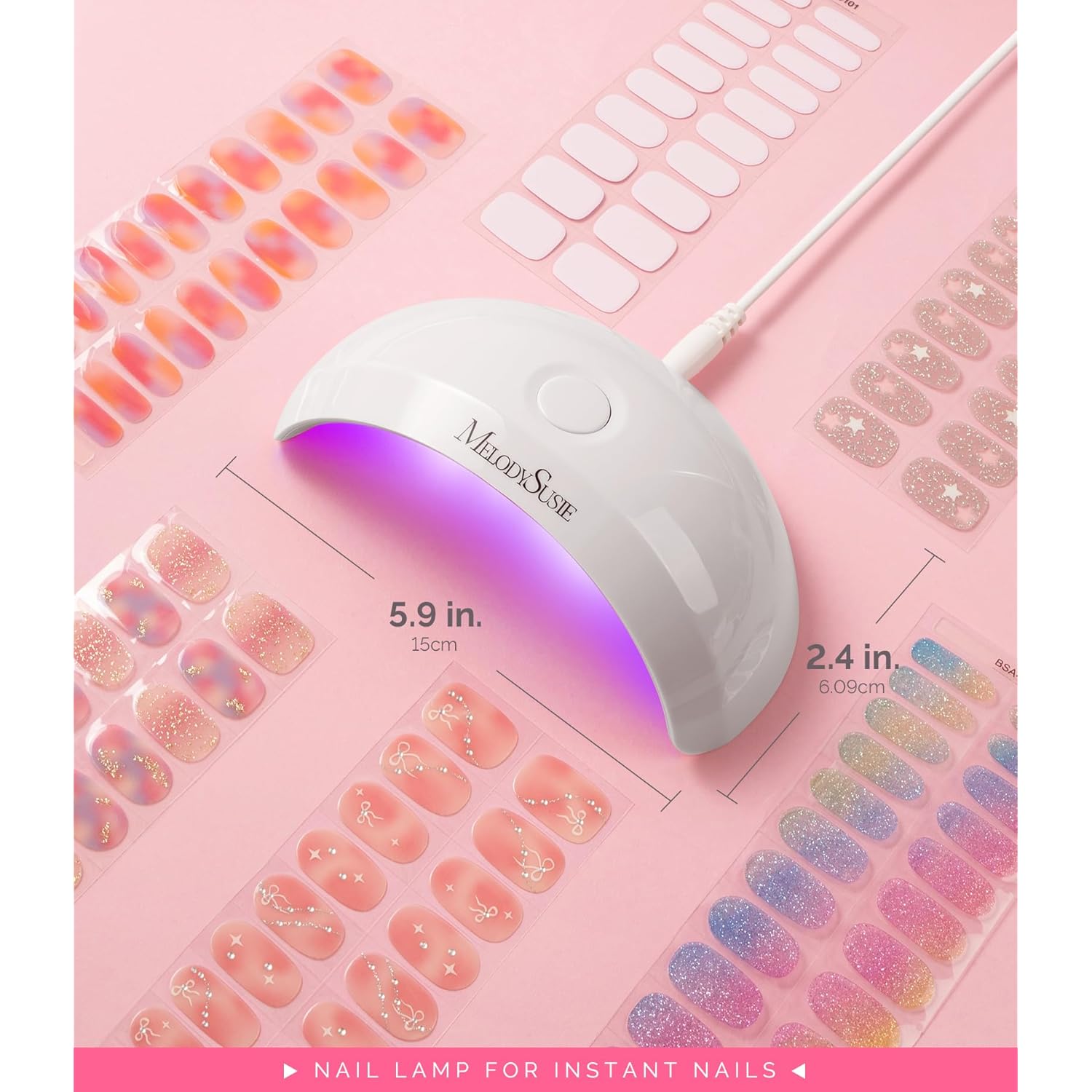 MelodySusie Pocket-Sized LED UV Nail Lamp with Ultra-Lightweight Design, P-ART04 UV Light Cures All Soft Gels at Home, Especially Instant Nails, Semi-Cured Gel, Base Coat & Top Coat (White)