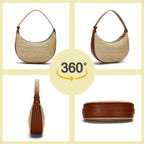 Herald Straw Crossbody Bag for Women Beach Woven Hobo Handbag Summer Chic Crescent Shoulder Purses with Adjustable Strap