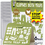 Professor Killamoth Industrial Strength Clothes Moth Traps – Safe, Non-Toxic Closet Moth Prevention For Clothes & Wool – Pheromone Traps For House & Wardrobe Protection – 6 Pack