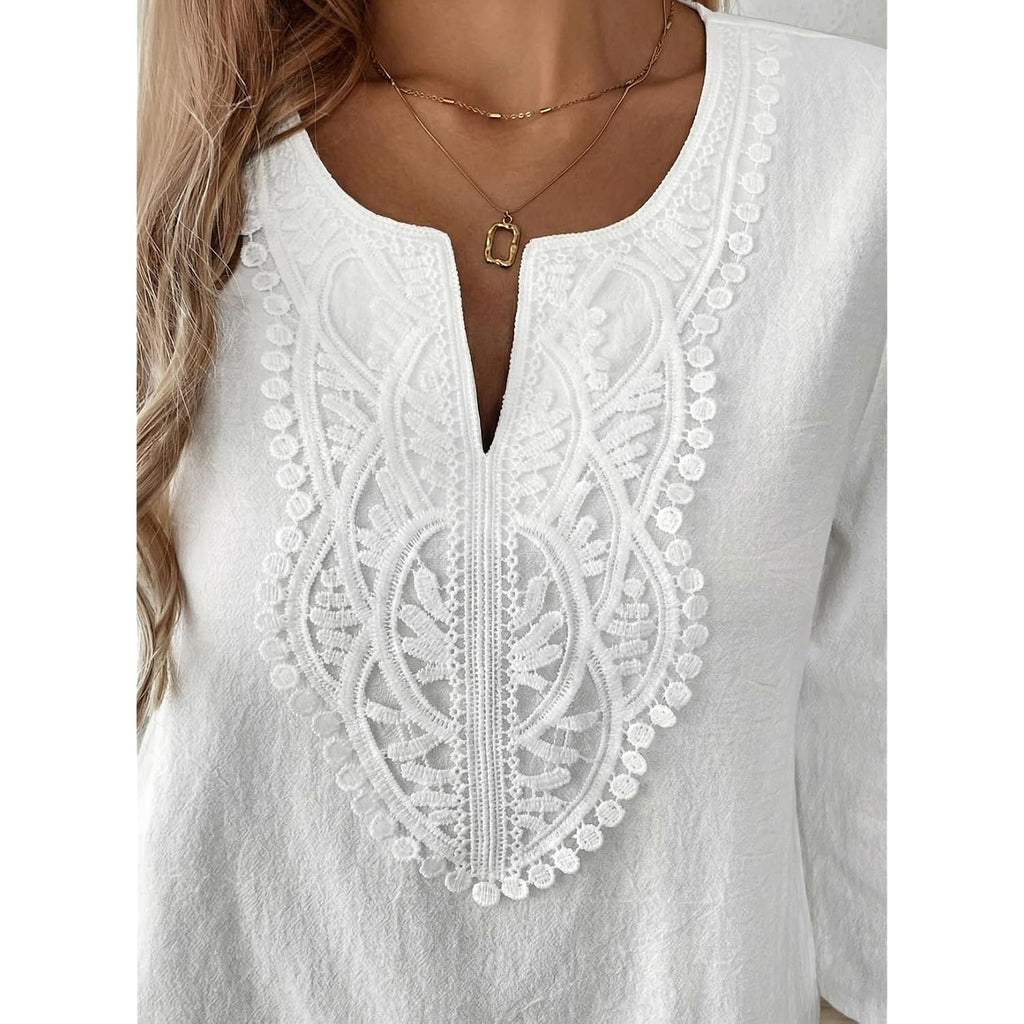 Evaless Boho Tops For Women Blouses Dressy Casual V Neck 3/4 Sleeve Shirts Spring Outfits Trendy Vacation Clothes