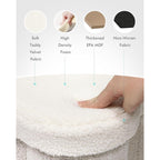 B Fsobeiialeo Storage Ottoman Cube, Flowers Shaped Ottomans With Storage Foot Stool Footrest For Lving Room, Boucle Ottoman Seat For Dorm Room,Faux Teddy Fur,White 12.6"X12.6"X12.6"