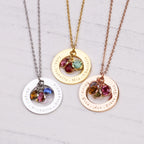Birthstone Necklace for Mom, Personalized Necklace with Kids Names, Custom Family Jewelry for Wife, Grandma, Women, 1 2 3 4 5 Grandkids, Mother's Day & Birthday Gift, 18k Plated Gold, Rose, Silver