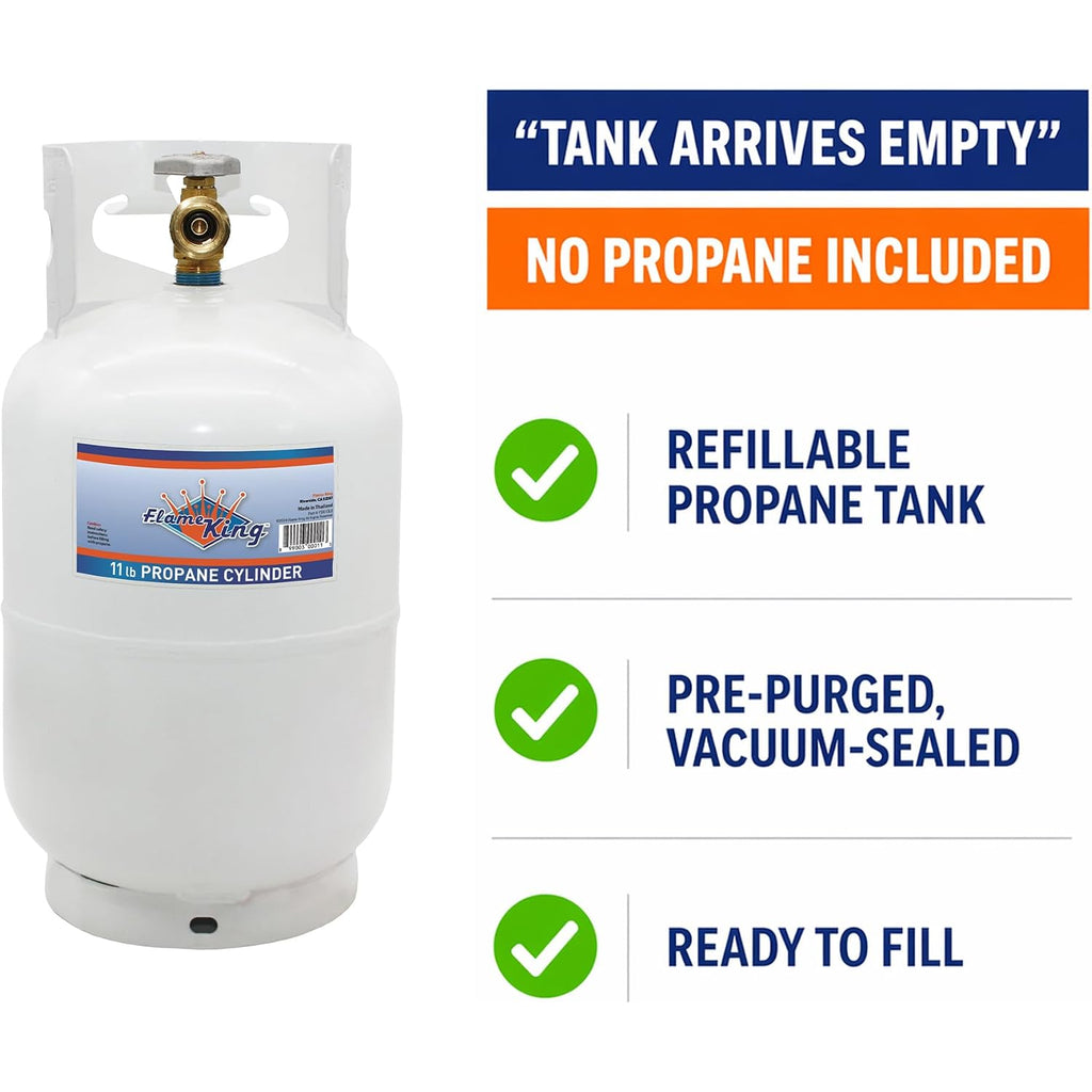 Flame King 10Lb Steel Propane Tank Cylinder With Type 1 Overflow Protection Device Valve, Great For Camping, Fire Pits, Heaters, Grills, Overlanding, White