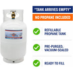 Flame King 10Lb Steel Propane Tank Cylinder With Type 1 Overflow Protection Device Valve, Great For Camping, Fire Pits, Heaters, Grills, Overlanding, White