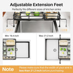 SNTD Dish Drying Rack - Extendable Dish Rack, Large Sink Drying Dish Drainer for Kitchen Counter, Stainless Steel Dish Strainer with Utensil Holder (Black)