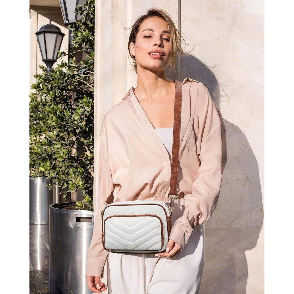 Choliss Quilted Crossbody Bags For Women Rfid Vegan Leather Travel Purse Small Shoulder Handbags With Built In Wallet