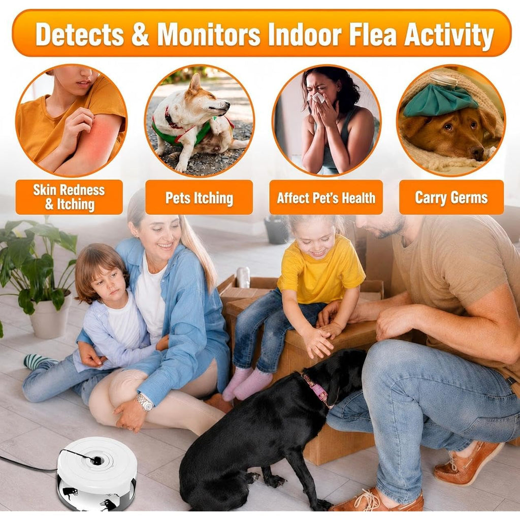 2 Pack Flea Traps For Inside Your Home, Indoor Flea Traps With 8 Sticky Pads, Flea Monitoring Trap For Home, Sticky Insect Catcher For Fleas, Moths & Gnats