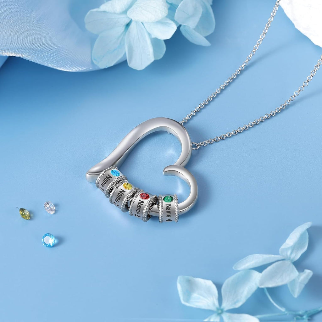 Jewelstruck Personalized Mothers Necklace with Birthstone Custom Names Necklace Family Gifts for Women Mom Wife Nana Mothers Day Gift Ideas Christmas