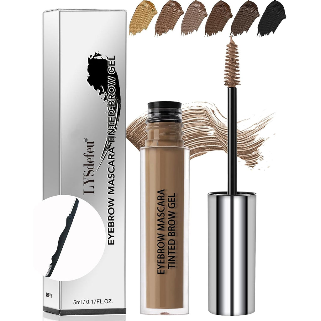 Waterproof Tinted Brow Gel- Long Lasting Smudgeproof Liquid Eyebrow Makeup, Eyebrow Mascara Tinted Brow Glue, Eye Brow Filler, Volumizing Enhance Brow Mascara,With Brow Razor,Gift For Women- 03Brown