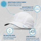 TrailHeads Women's Race Day Performance Running Cap, Lightweight & Quick Drying Mesh Sports Hat with Reflective Trim White
