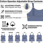 Emmalise Women's Basic Casual Long Camisole Adjustable Strap Cami Layering Top