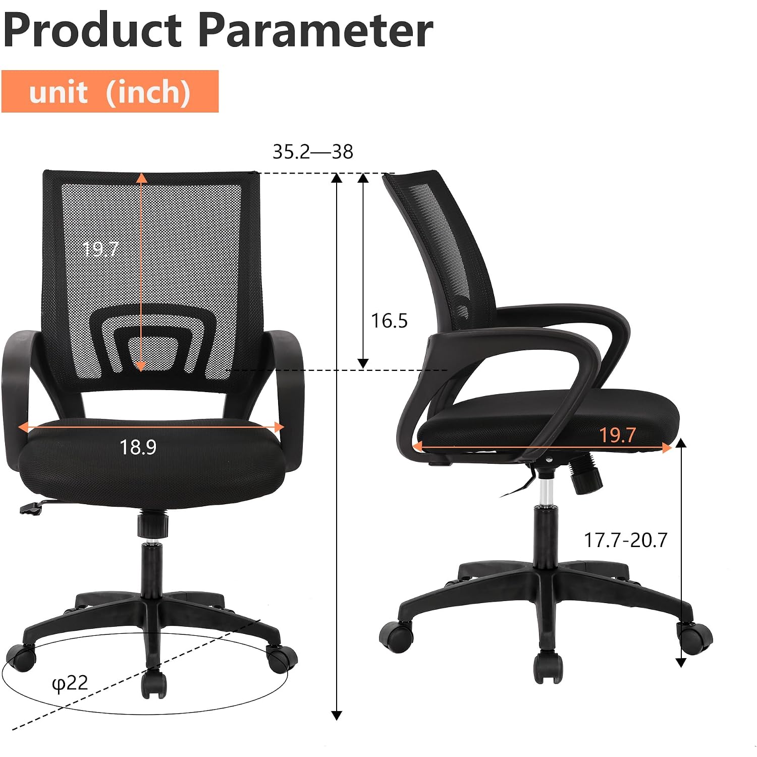 Paylesshere Home Office Chair Desk Computer Chair Adjustable Ergonomic Lumbar Support Armrest Executive With High Density Mesh 360 Degree Swivel Chair For Men Women Adults, Black
