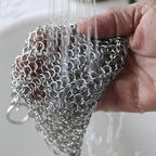 8"x6" Cast Iron Scrubber Stainless Steel Chainmail Cleaner for Pre-Seasoned Pans, Griddles, BBQ Grill and Pot Cookware Cleaning