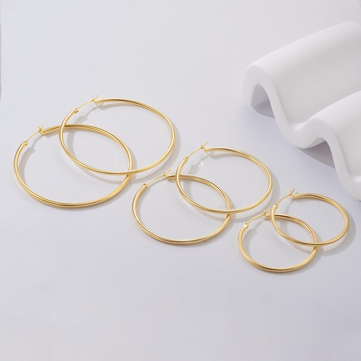 14K Gold Earrings for Women 14K Gold Hoop Earrings for Women Trending Gold Hoop Earring for Womens Hoops Minimalist Design and Timeless Elegance Hoops Earring for Womens 35/45/55mm