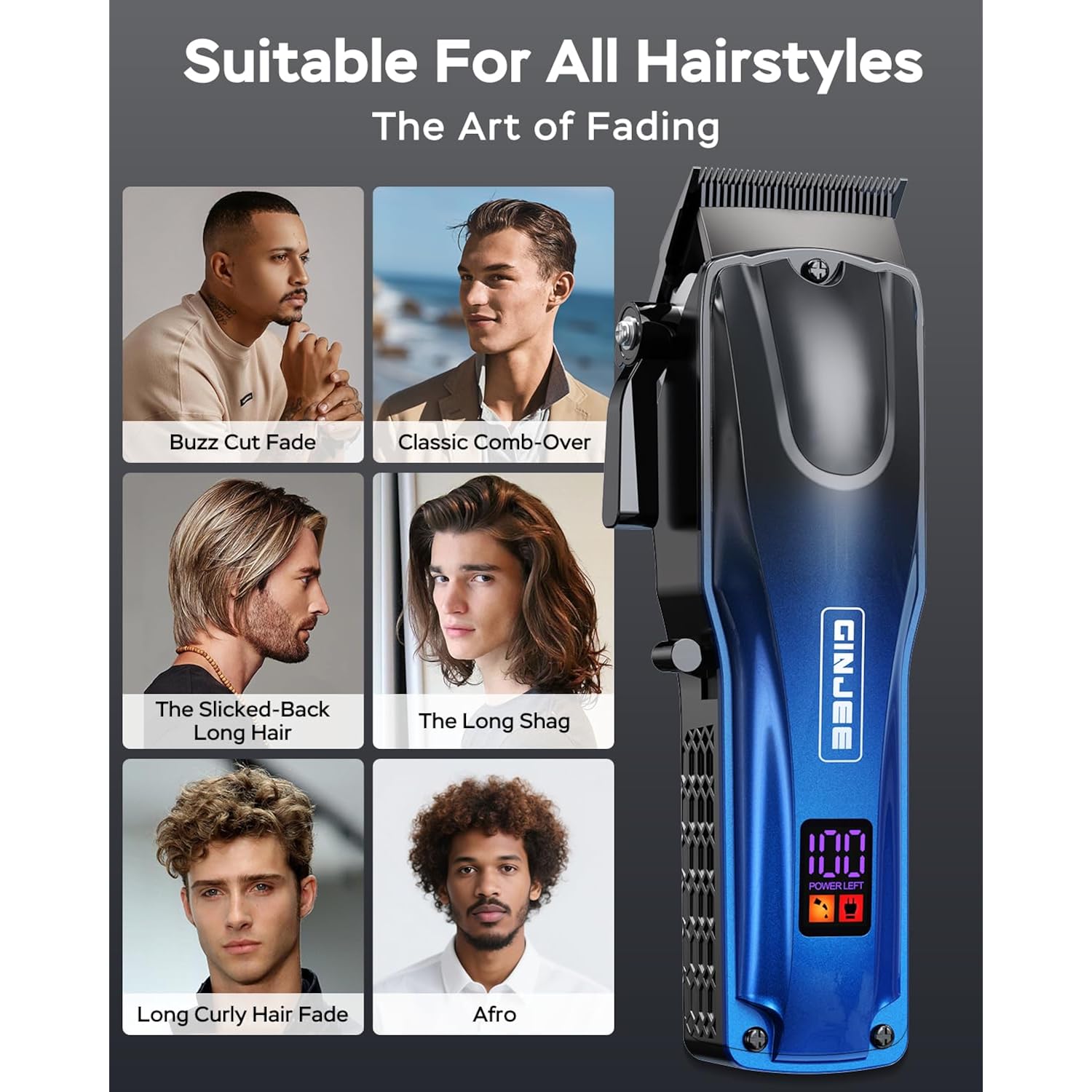 Professional Hair Clippers For Men Cordless & Corded - Rechargeable Barber Clipper & Trimmer Set With Fade Lever For Home Haircuts, Grooming Kit With Guide Combs, With Travel Case