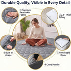 Japanese Floor Mattress, Futon Mattress Roll Up Tatami Mat With Handle, Foldable Floor Bed Sleeping Pad For Camping, Twin Size, Grey(39X75)