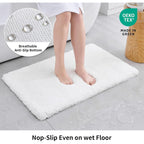Disolla White Bathroom Rug 17x24 - Non-Slip Plush Small Bath Mat, Highly Absorbent & Ultra Soft Fluffy Floor Mat, Machine Washable for Shower and Tub