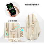 Crossbody Bag for Women Leather Purse Anti Theft Multi Pockets Wide Adjustable Strap Shoulder Handbag RFID Blocking