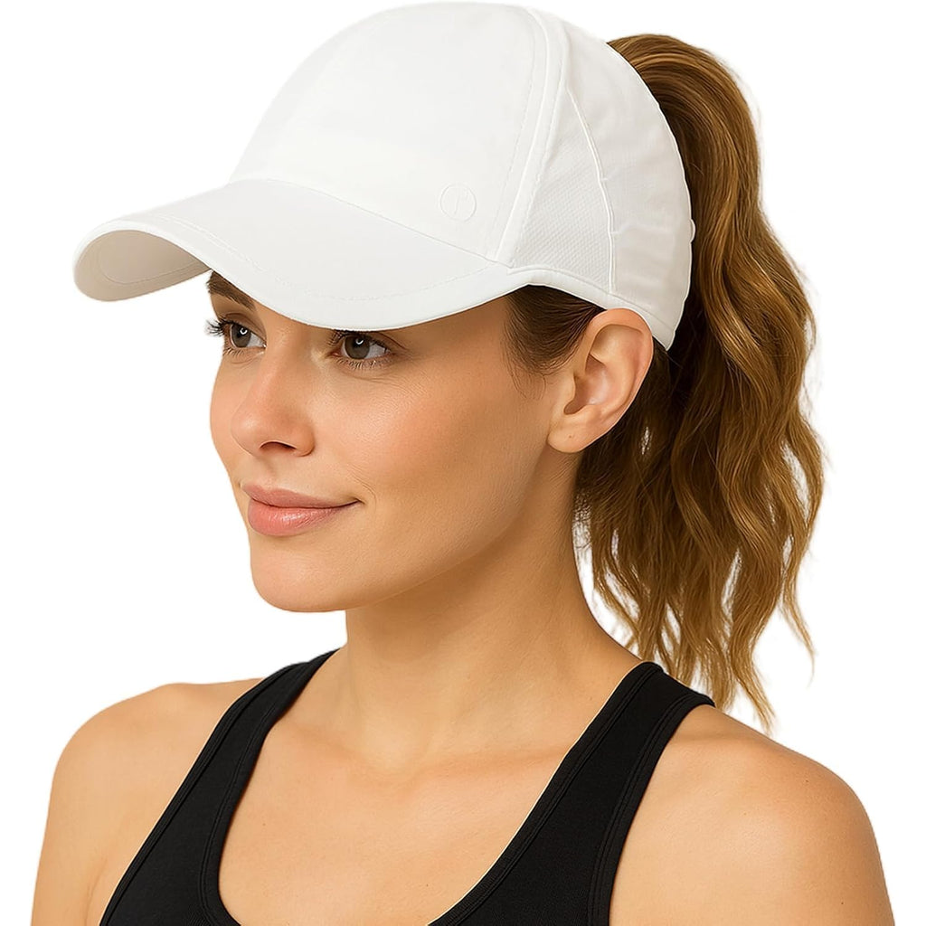 TOP-EX Cooling UV 50 High Ponytail Baseball Cap for Women Breathable & Lightweight for Running Golf Workout Sports Cap White