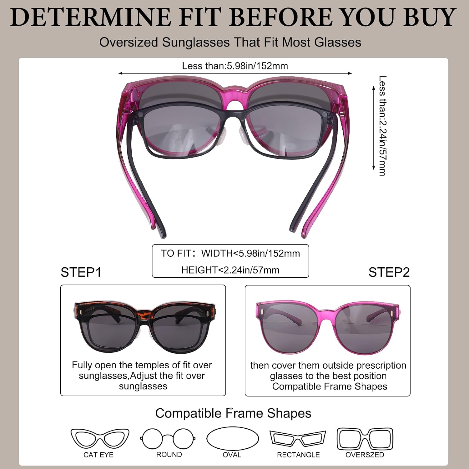 Jalebi Polarized Fit Over Glasses Sunglasses For Women Large Round Cat Eye Shades Uv400 Protection Lightweight For Driving