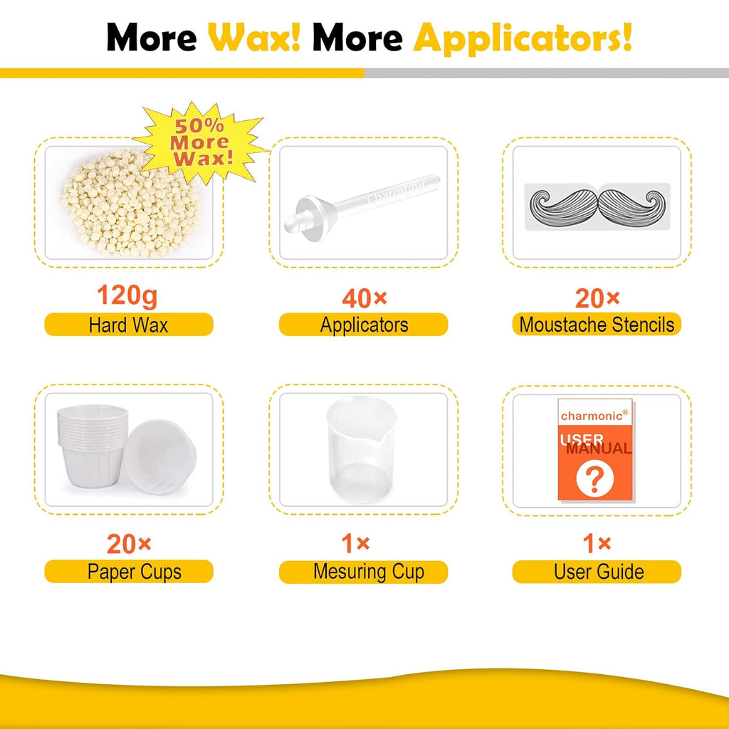 120g Wax Nose Wax Kit, Nose Hair Wax Kit with 40 Applicators, Quick & Painless Nose Waxing Kit for Men and Women, Nose Hair Remover Kits Used 20 Times Usage