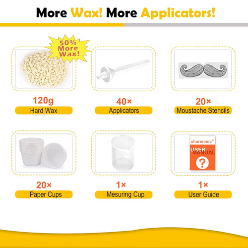 120g Wax Nose Wax Kit, Nose Hair Wax Kit with 40 Applicators, Quick & Painless Nose Waxing Kit for Men and Women, Nose Hair Remover Kits Used 20 Times Usage
