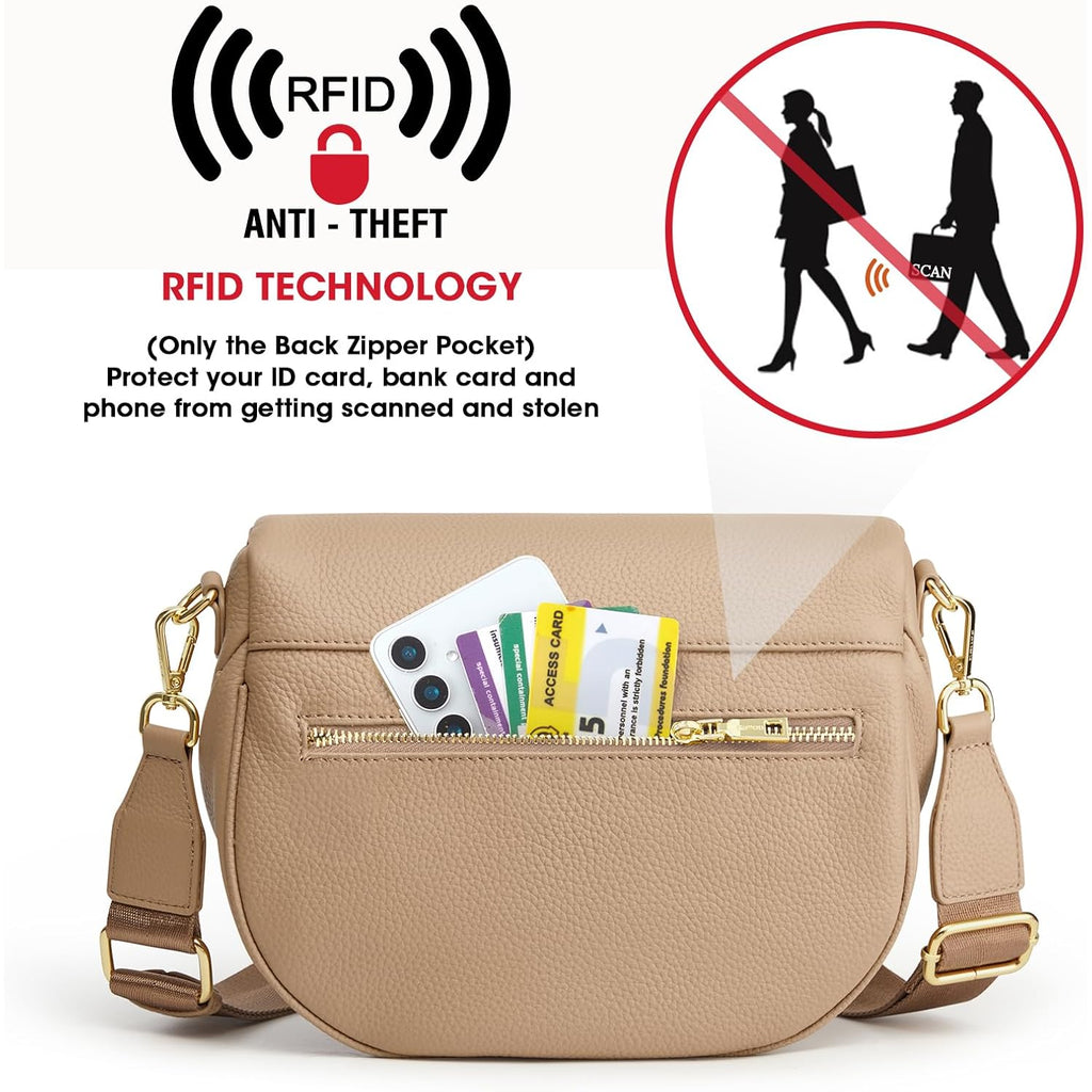 Kattee Crossbody Bag Bum Bags For Women, Leather Fanny Packs Belt Bag, Spacious Sling Purses For Women With Rfid Blocking, Tan