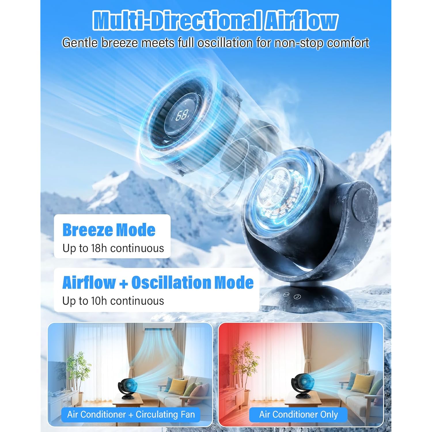 Fan For Bedroom,Desk Fans,Air Circulator Fan With Remote, 90°Vertical +120°Auto Oscillating,100 Speeds, 10H Timer, 25Db Quiet Fan,Digital Display Rechargeable Usb, For Home Office Travel（Black）