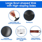 Souped Up Recipes 10 Inch Carbon Steel Wok For Electric, Induction and Gas Stoves (Lid and User Guide Video Included)
