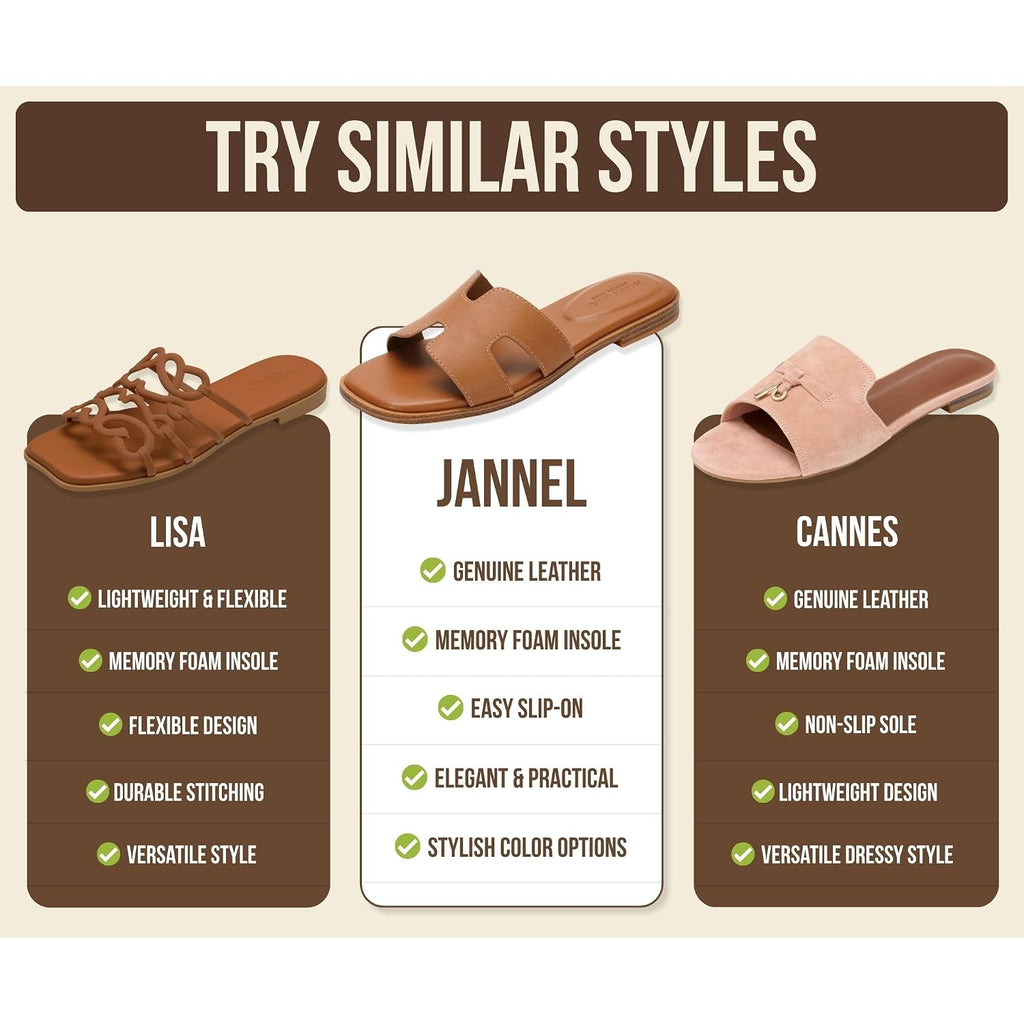 Project Cloud 100% Genuine Leather Sandals For Women 2026 - Fashion Flat Womens Sandals With Memory Foam Insole Slides Sandals Women Footwear - Mules Women'S Sandals (Jannel)
