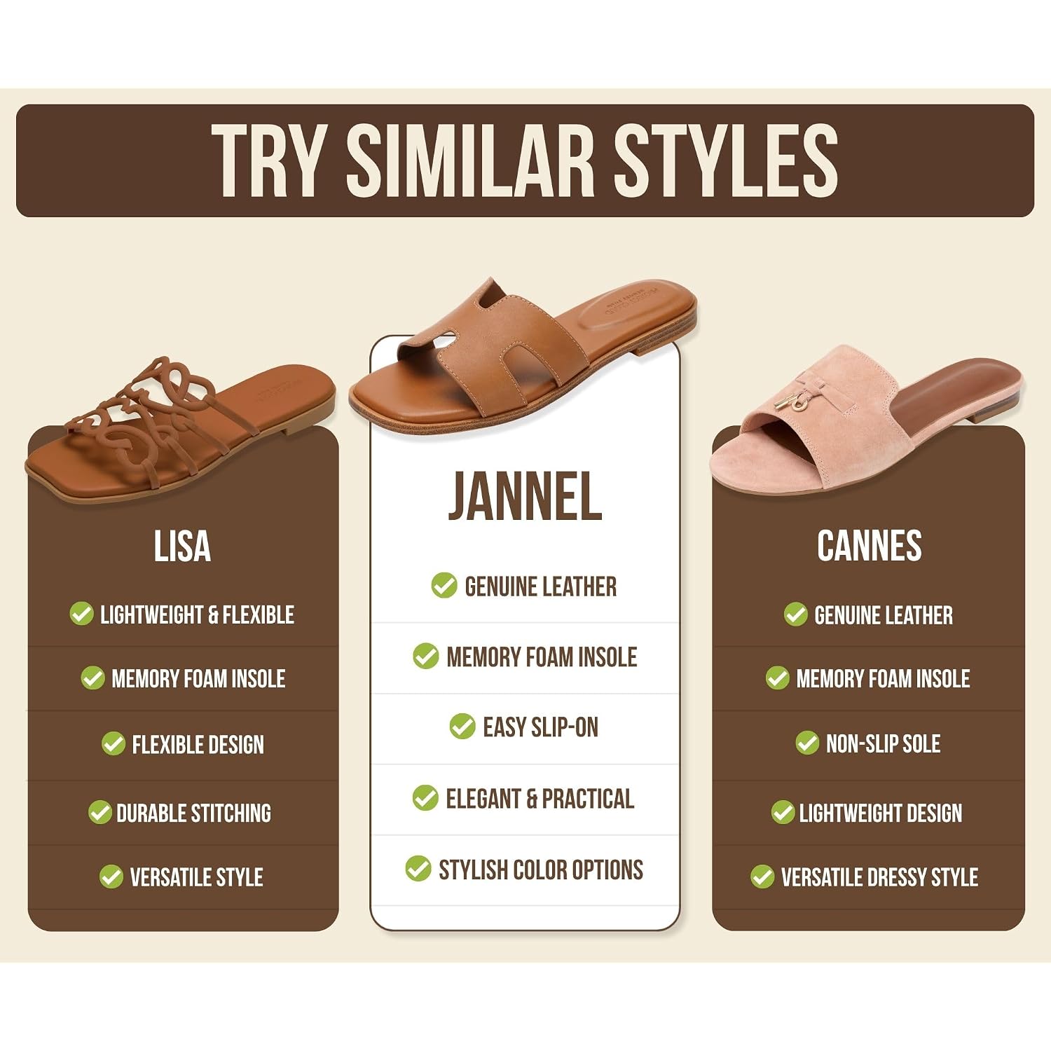 Project Cloud 100% Genuine Leather Sandals For Women 2026 - Fashion Flat Womens Sandals With Memory Foam Insole Slides Sandals Women Footwear - Mules Women'S Sandals (Jannel)