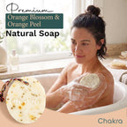 Chakra Oval Orange Blossom & Orange Peel Bar Soap - Paraben & Additive Free Handmade Soap Bar For Face, Body And Hands, Gentle Cleansing For Daily Skin Care, 7 Oz