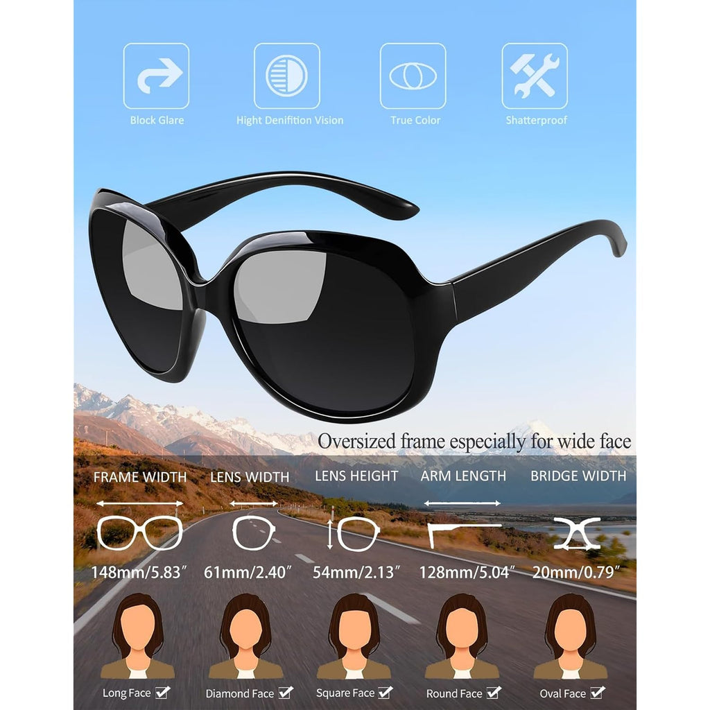 Joopin Oversized Sunglasses Womens Trendy Polarized Large Driving Sun Glasses Ladies Uv Protective Big Sunnies Shades