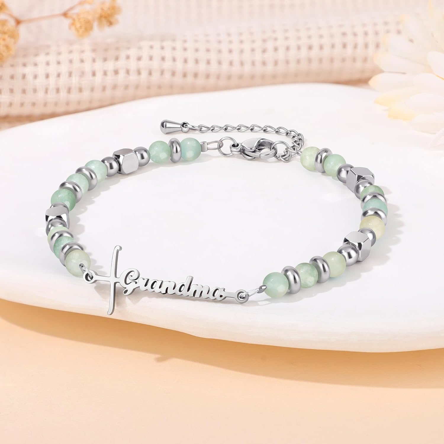 𝗚𝗶𝗳𝘁𝘀 𝗳𝗼𝗿 𝗪𝗼𝗺𝗲𝗻 𝗙𝗮𝗶𝘁𝗵 𝗖𝗿𝗼𝘀𝘀 𝗕𝗿𝗮𝗰𝗲𝗹𝗲𝘁 Mothers Day Birthday Graduation Gifts for Women Her, Natural Amazonite Colorful Imperial Jasper Infinity Love Heart Bracelets for Women